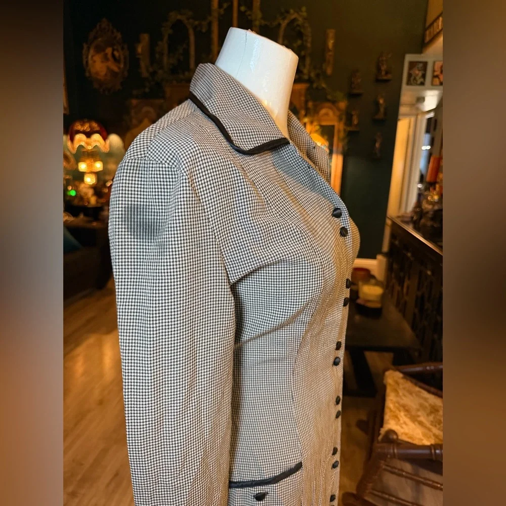 80s Pinup Houndstooth Coat Dress – Vintage Size 6 – Mix It Label - Picture 5 of 12